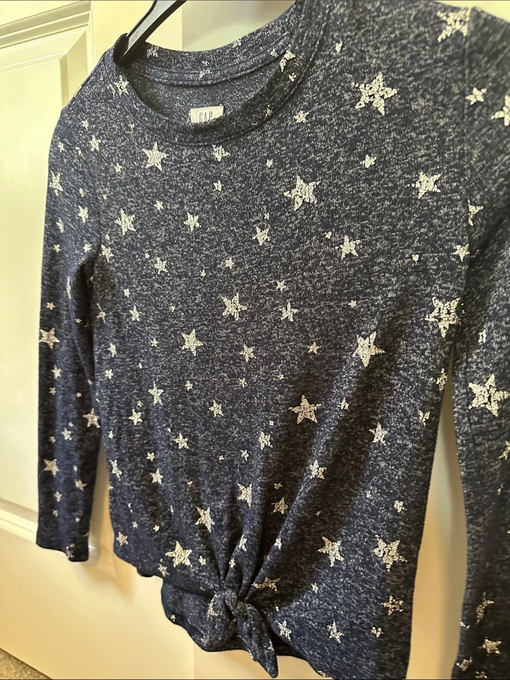 GAP Navy & White Star Knot-Front Long Sleeve Tee